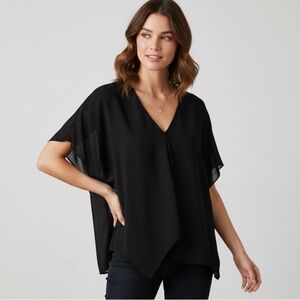 Worthington Elegant Black V-Neck Top